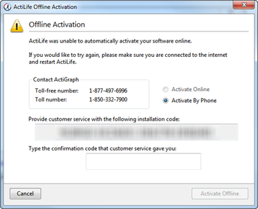 Non-Internet Activation